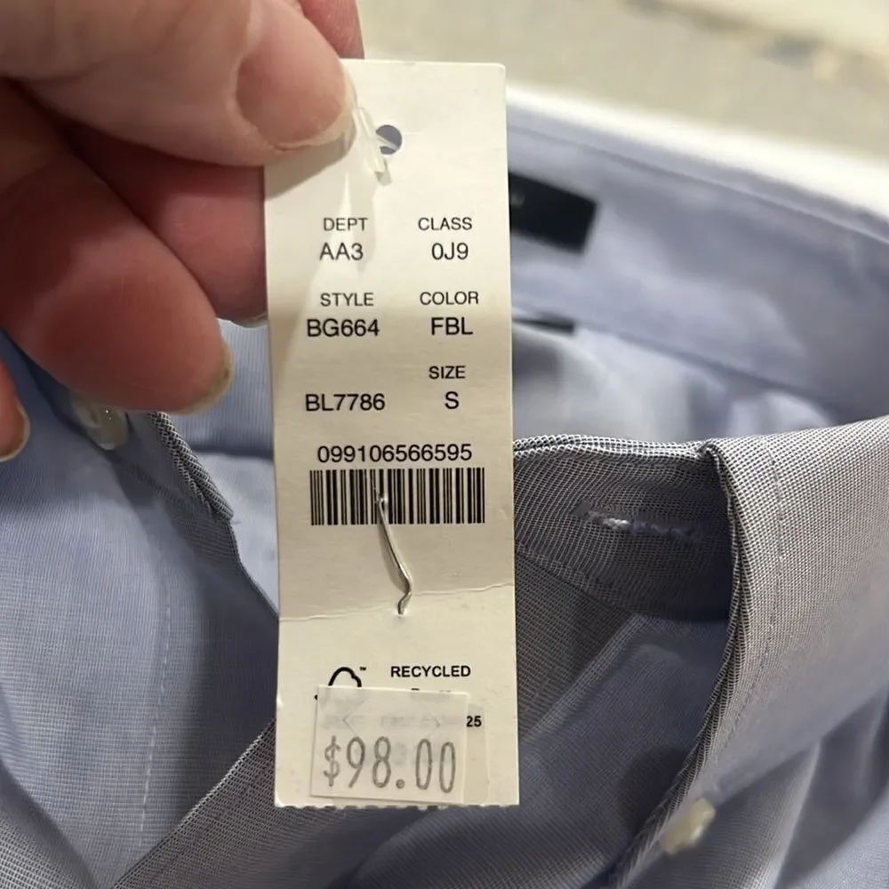 j. crew bg664 Blue Slim Bowery wrinkle-free dress shirt with button-down collar
